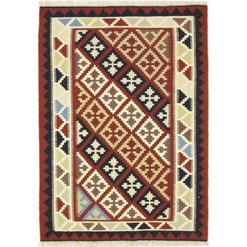 Persian Kilim Fars 4'9"x3'5" Hand Woven Oriental Rug