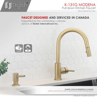 STYLISH Modern Single Handle  Pull down Sprayer  Kitchen Faucet in Gold Finish
