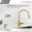 Modern Single Handle Pull down Sprayer Kitchen Faucet in Gold Finish