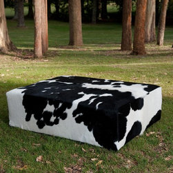 Black & White Cowhide Ottomans - Footstools And Ottomans