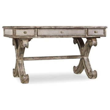 Beaumont Lane 54" 3-Drawer Traditional Wood Writing Desk in Weathered Gray