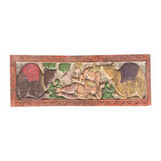 Mogulinterior - Consigned Vintage Carved Ganapati Blessing Posture, Entrance room Headboard - Wall Accents