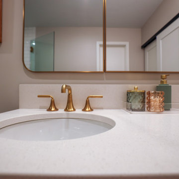 Warm Walnut & Brass Primary Bath Retreat