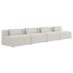 Meridian Furniture - Cube Upholstered Modular Sofa, Cream, 4-Piece: 4 Armless Chair, Linen Texured Fabric - Treat yourself to some long overdue "me time" when you're seated on this Cube 4-Piece Modular Sofa. This beautiful modular unit is both eye-catching and elegant, features durable linen textured upholstery in a soft cream color that meshes well with nearly any existing color scheme. Pair this modular Sofa with other items in the same collection to create an unlimited number of combinations and enjoy the custom seating arrangement of your dreams. Latches underneath make it easy to attach pieces to one another.
