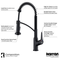 Karran All, One Farmhouse Quartz 34" Double Bowl Sink, White With Faucet