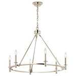 Kichler Lighting, LLC. - Carrick Chandelier, Black, Polished Nickel, 6 Light - Delicate in nature, the Carrick chandelier brings a light and airy look to a traditional, classic design. Inspired by historic ring forms, this chandelier features a wide, flat ring and candlesticks that appear to float off its edge, giving guests a unique perspective, from every angle. Subtle bobeche detailing on each candlestick completes the design.