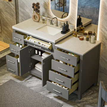 Caroline Parkway 57'' Grey Bathroom Vanity