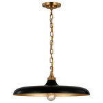 Visual Comfort & Co. - Piatto Medium Pendant in Hand-Rubbed Antique Brass with Aged Iron Shade - Thomas O'Brien's Piatto series showcases a new and fresh take on dramatic elegance. At once chic and casual, the distinctive low shades feature rustic gilding on the inside to reflect light in a modern way. The lights will add a distinctive yet graceful statement to kitchens, dining rooms and hallways.