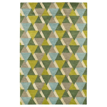 Kaleen Hand-Tufted Rosaic Wool Rug, Lime Green, 9'6"x13'