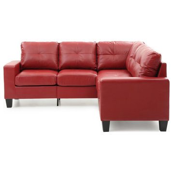 Newbury 82" W 2 Piece Faux Leather L Shape Sectional Sofa, Red