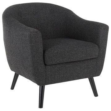 Rockwell Accent Chair, Black Wood, Black Noise
