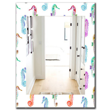 Designart Costal Creatures 5 Traditional Frameless Wall Mirror, 28x40