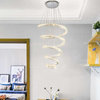 La Penne | Long Spiral Hanging Crystal Golden Chandelier, Silver, Dia23.6xh59.1", Warm Light, Dimmable
