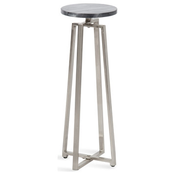 Zia Metal Drink Table, Gray/Silver 9x9x23