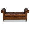 Settee/Bench - Brown Leather - Backless