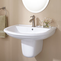 BURGESS PORCELAIN WALL-MOUNT SEMI-PEDESTAL SINK - Bathroom Sinks