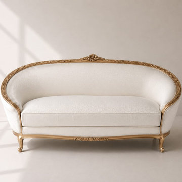 Handcrafted Solid Teak Wood Sofa | French Provincial Luxury Living Room