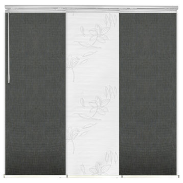 Flourishing Wht.-Koala Gray 3-Panel Track Extendable Vertical Blind 36-66"x94"