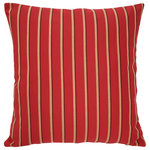 Pillow Decor - Sunbrella Harwood Crimson Outdoor Pillow 20x20 - Elevate your outdoor decor with this 20"x20" throw pillow made from Sunbrella Harwood Crimson fabric. The bold stripe pattern in shades of red, tan, and black adds a classic touch to your patio or deck. Resistant to stains, pilling, and abrasion, this durable pillow will last season after season. Coordinates perfectly with our Jockey Red outdoor pillows. These high-quality outdoor pillows will enhance any outdoor living space!FEATURES: