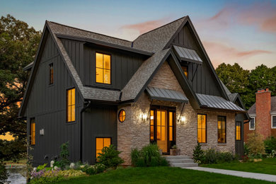 Example of a transitional exterior home design in Minneapolis