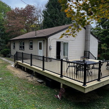 Large pressure treated wood deck