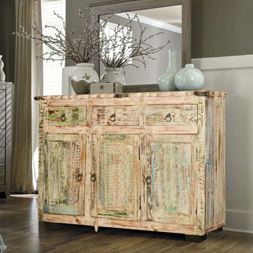 Winter Night Reclaimed Wood Scalloped Edge Sideboard