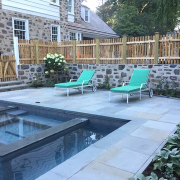 Bryn Mawr house and pool stonework