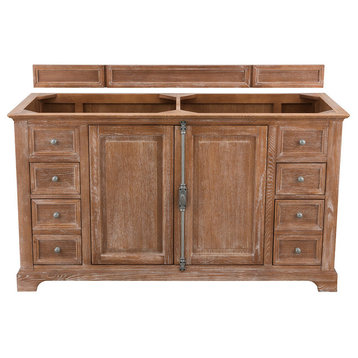 Providence 60" Double Vanity Cabinet, Driftwood, No Top