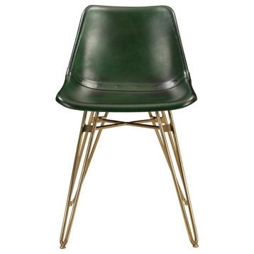 Modern Green Leather Dining Chairs - Set of Two, Belen Kox