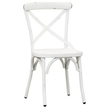 Vintage Series Metal X Back Side Chair - Antique White-Set of 2