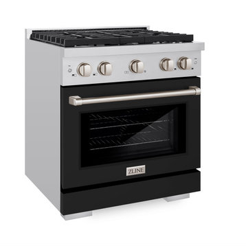 ZLINE 30 In Autograph Gas Range in Stainless Steel with Black Matte (SGR-BLM-30)