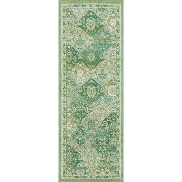 Traditional Penelope 2'2"x6' Runner Lime Area Rug