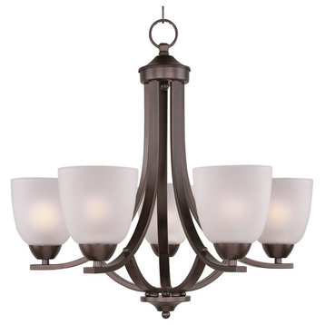 Maxim Axis Five Light Oil Rubbed Bronze Frosted Glass Up Chandelier
