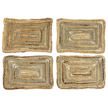 Rectangular Natural Banana Leaf Wicker and Seagrass Placemats, Set of 4