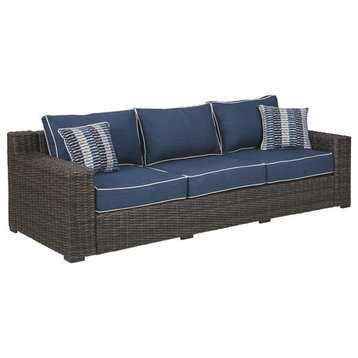 Signature Design by Ashley Grasson Lane Outdoor Sofa in Brown and Blue
