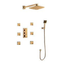 Gold Tone Finish Napoli LED Shower Set - Showerheads And Body Sprays