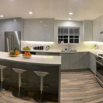 Modern Kitchen Remodel with Waterfall Island & Custom Cabinets | Los Angeles