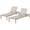Cape Coral Gray Outdoor Mesh Chaise Lounge, Set of Two