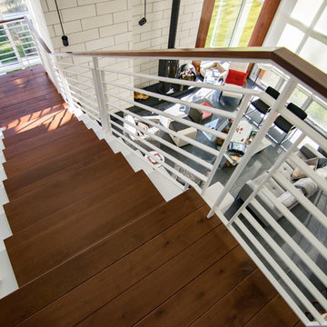 Modern railings in country setting