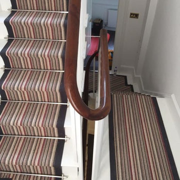 Striped Carpet to Stairs with Black Border in West London