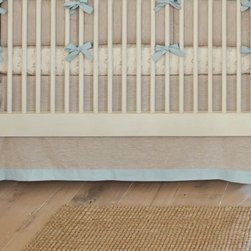 Light Blue Linen Crib Skirt - Baby Bedding