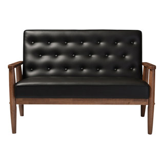 Sorrento Retro Upholstered Wooden 2-Seater Loveseat - Midcentury