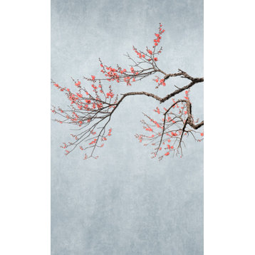 Cherry Blossom Floral Wallpaper 85.22 Sqft., Grey, Roll