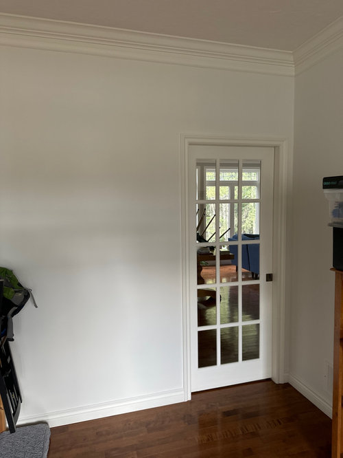white trim looks yellow next to matching walls