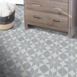 Moroccan Mosaic and Tile House - 8"x8" Assila Handmade Cement Tile, Gray/White, Set of 12 - Wall And Floor Tile