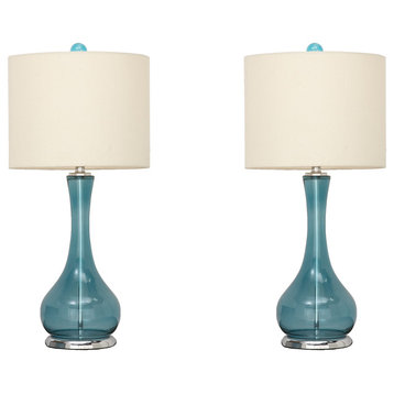 Urban Designs Mykonos Glass Table Lamp, Set of 2