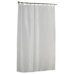 Carnation Home Fashions - Extra Long (84'') Polyester Shower Curtain Liner in White - 100% Polyester fabric shower curtain liner, size: Extra Long, 70" wide x 84" long, color White. Protect your shower curtain with our Extra Long (72'' wide x 84'' long) Fabric Liner--Specially designed to fit where a standard size curtain is too short. This machine-washable, 100% polyester liner resists water, protecting your favorite shower curtain from water damage without the plastic look of vinyl. Additionally, a weighted hem ensures this liner holds firmly in place each time you shower. You wouldn't even need to bother with a separate shower curtain. Here in White, you can find this style liner in ivory as well. A slightly shorter (72'' wide x 78'' long) size is also available. Machine wash in warm water, tumble dry, low, light iron as needed
