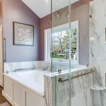 Eclectic White Master Bathroom Design Leesburg, VA