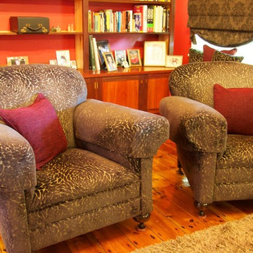 Armchairs, Custom Roman Blinds and Built in Storage