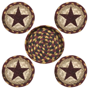 Cburgundy Star Coasters, A Basket, 5"x5"